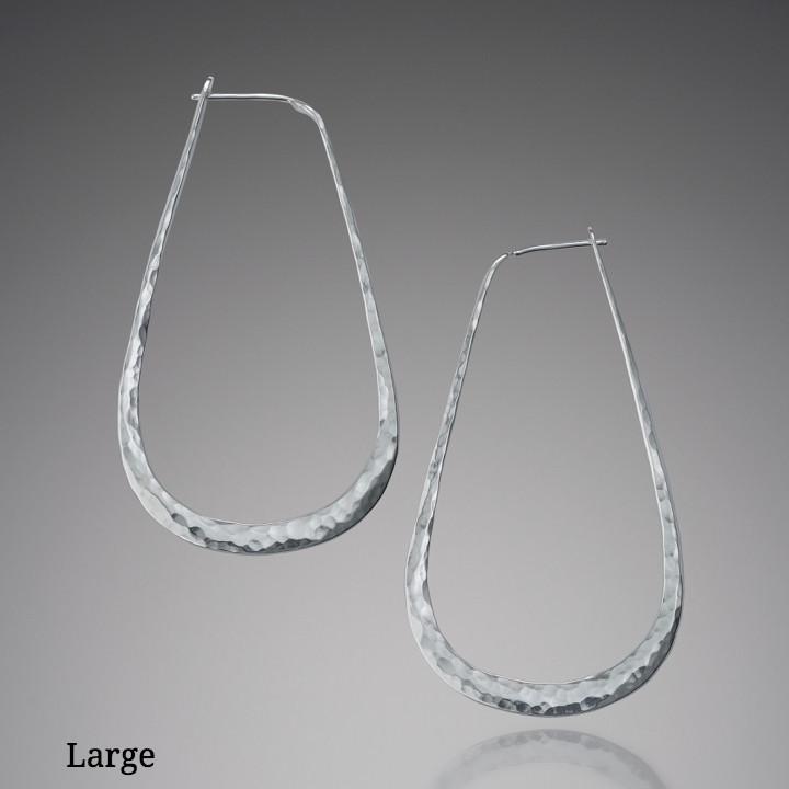 Earrings - Sterling Silver Elliptical Hoop Earrings