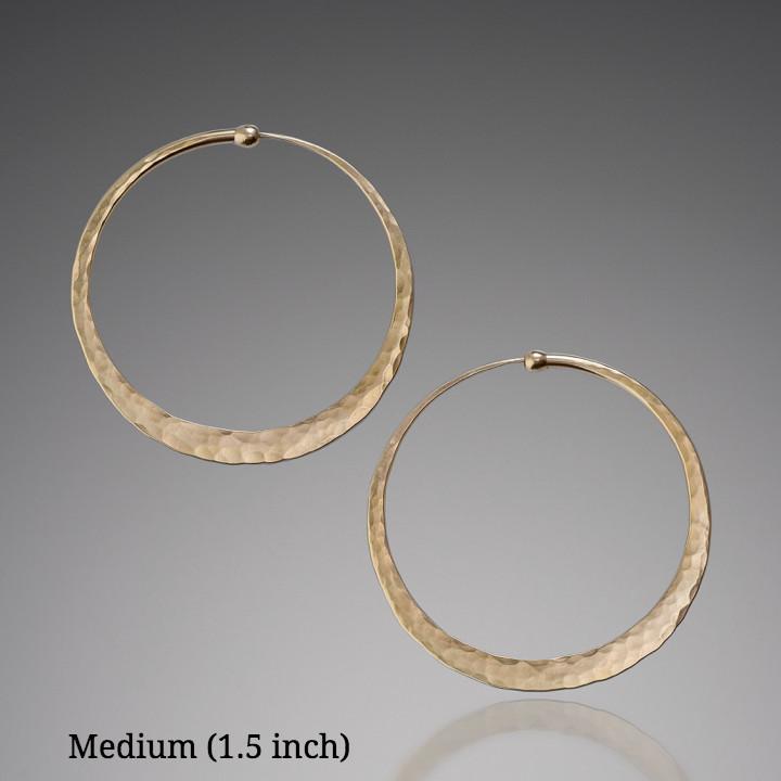Handmade Solid 14K Gold Hoop Earrings | Mostly Sweet Jewelry Medium (1.5 Inch)