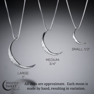 Crescent Moon Necklace in Sterling Silver - Mostly Sweet Jewelry