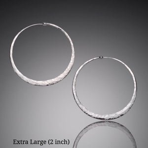 Hammered Sterling Silver Hoop Earrings - Mostly Sweet Jewelry