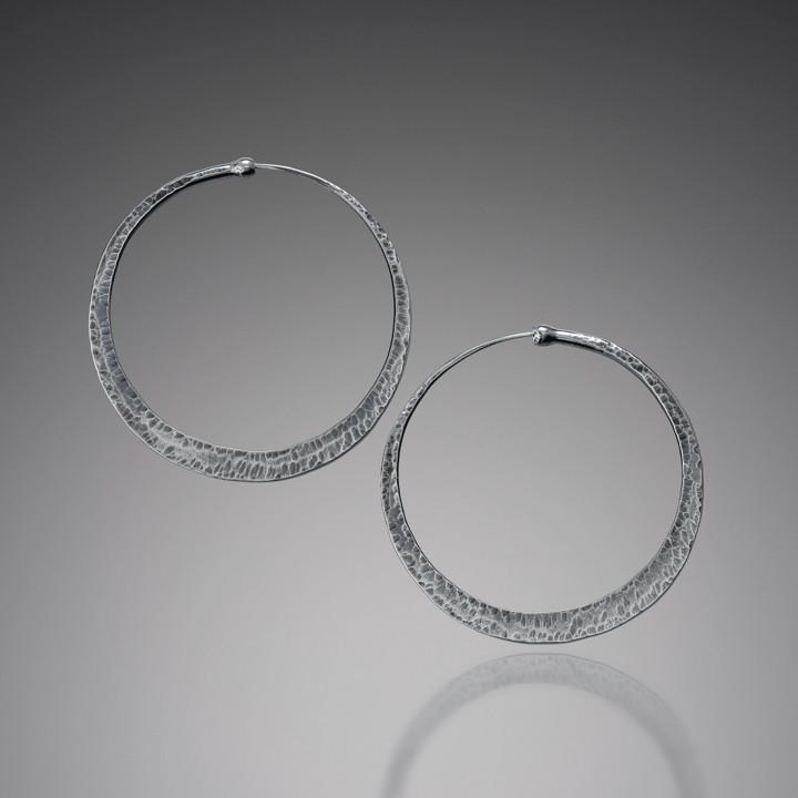 Sterling Silver Large Textured Hoops Silver Hoop Earrings 