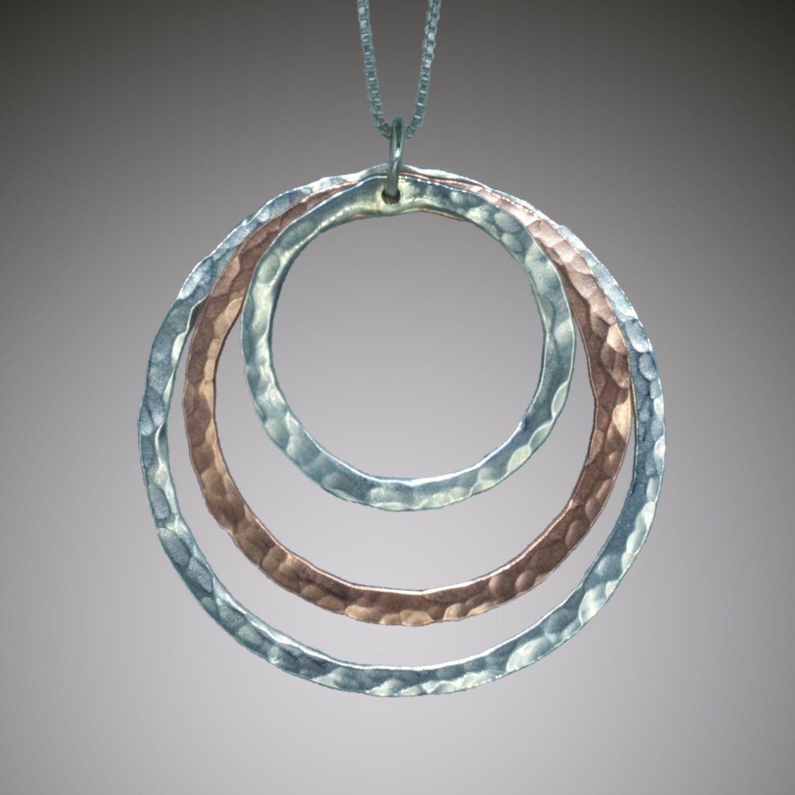 Tangent Circles Pendant in Sterling Silver & Copper - Mostly Sweet Jewelry